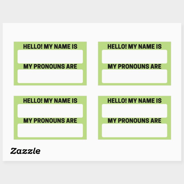 Yellow Green Name & Pronoun Labels (Sheet)