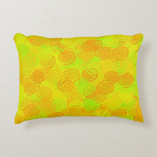 Yellow Green Orange Swirls Pattern Accent Pillow