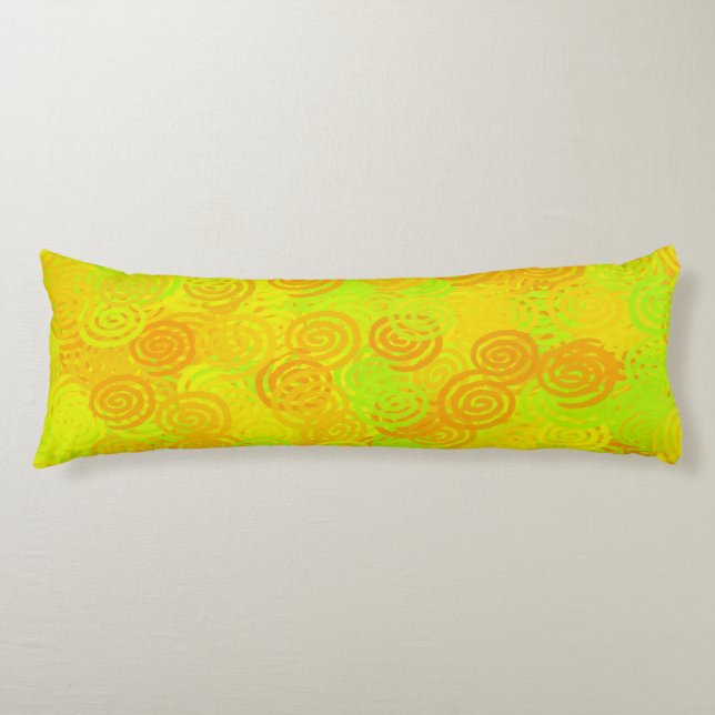 Yellow Green Orange Swirls Pattern Body Pillow (Front)