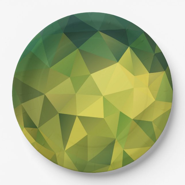 Yellow green pattern paper plate (Front)