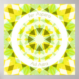 Yellow Green Per Aspera Ad Astra Star Motivational Poster