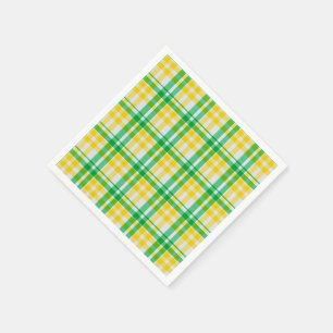 Yellow Green Plaid Pattern Check Print Tartan Napkin