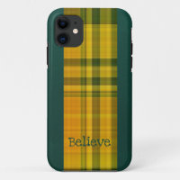 Yellow-green plaid pattern iPhone Case