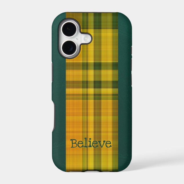Yellow-green plaid pattern iPhone Case (Back)