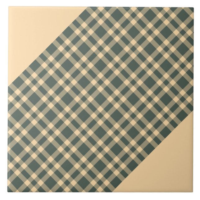 Yellow Green Plaid Pattern Tile (Front)