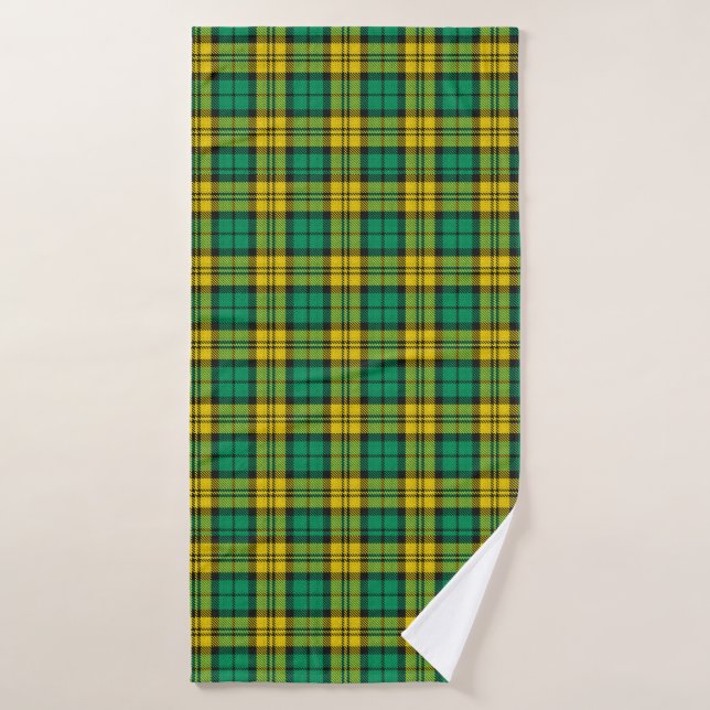 Yellow Green Plaid Tartan Pattern Design  Bath Towel (Bath Towel)