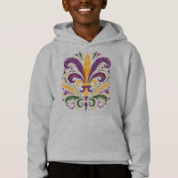Yellow, green purple fleur de lis feathers
