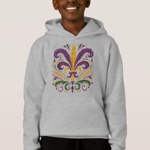 Yellow, green purple fleur de lis feathers