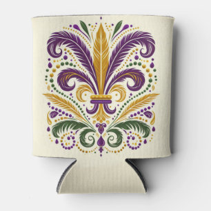 Yellow, green purple fleur de lis feathers can cooler