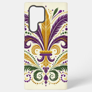 Yellow, green purple fleur de lis feathers samsung galaxy case