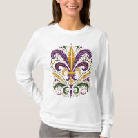 Yellow, green purple fleur de lis feathers
