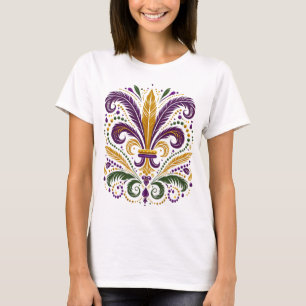 Yellow, green purple fleur de lis feathers T-Shirt