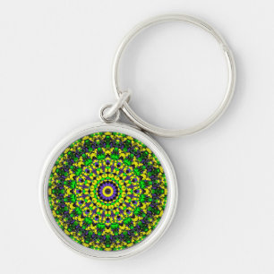 Yellow, Green, Purple Mandala Keychain