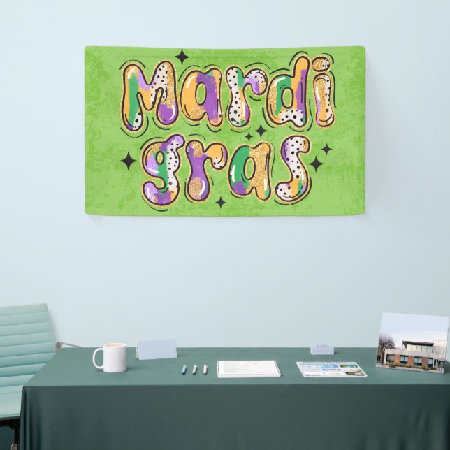 Yellow Green Purple Mardi Gras Banner (Tradeshow)