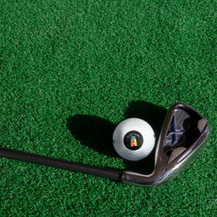 Yellow green purple Monogram letter A black white Golf Balls