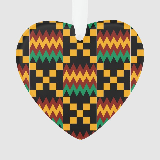 Yellow, Green, Red, Black Kente Cloth Ornament (Front)