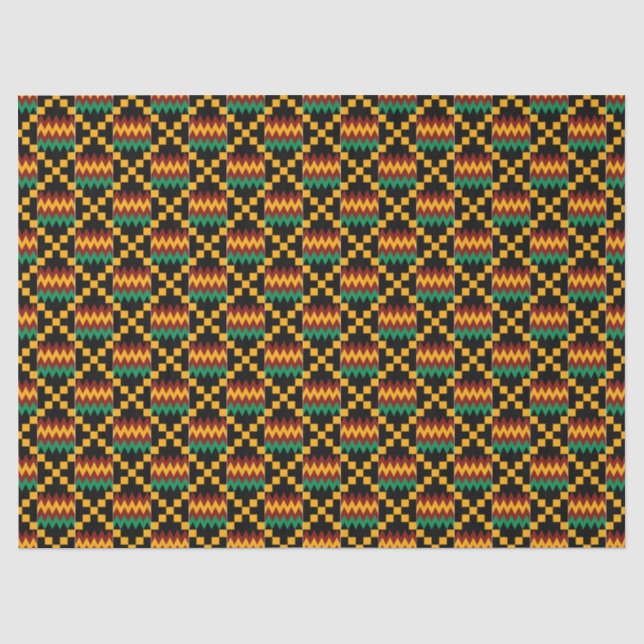 Yellow, Green, Red, Black Kwanzaa Kente Cloth Tissue Paper (Front)