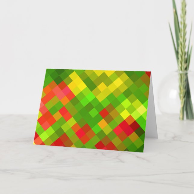 Yellow Green Red Patterns Geometric Designs Colour Card (Front)