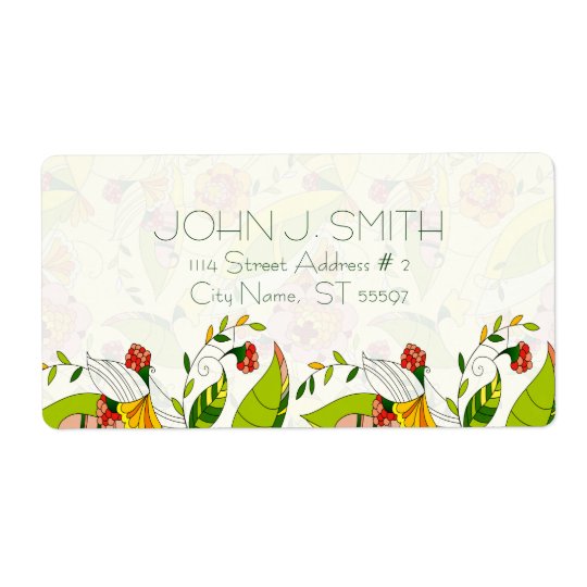 Yellow & Green Retro Abstract Floral-Address Label Shipping Label