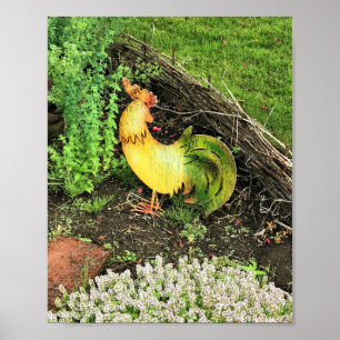 Yellow & Green Rooster Poster