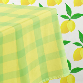 Yellow Green Rustic Plaid Check Tablecloth