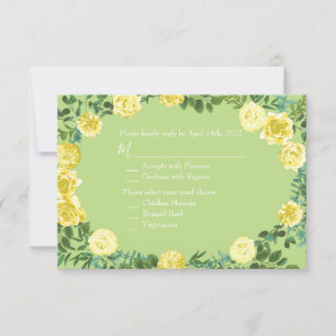 Yellow & Green Spring Rose Vintage Wedding Invitation