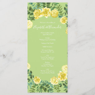 Yellow & Green Spring Rose Vintage Wedding Menu