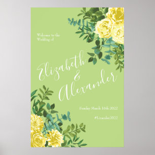 Yellow & Green Spring Rose Vintage Wedding Poster