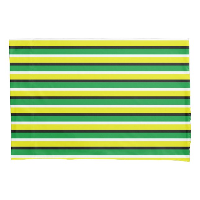 Yellow Green Stripes Pattern Pillowcase (Front)