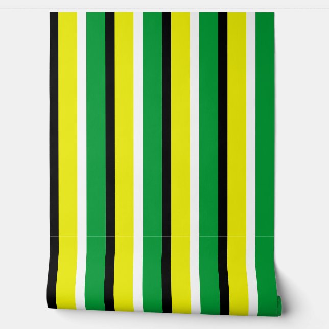 Yellow Green Stripes Pattern Wallpaper (Unrolling)