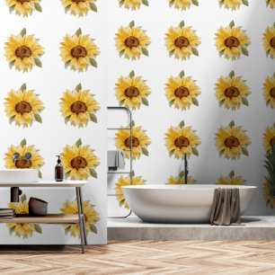 Yellow Green Sunflower Flower Watercolor Art Wallpaper