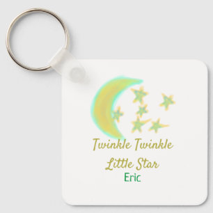 Yellow green twinkle Twinkle Little Star add name Keychain