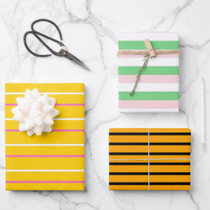 Yellow Green Vertical Stripe Pattern Wrapping Paper Sheet