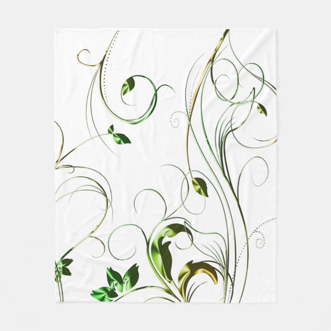 Yellow Green Vines Fleece Blanket (Front)