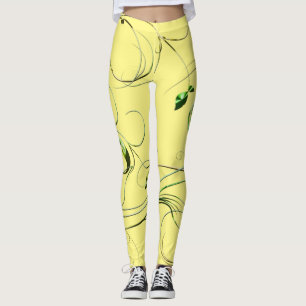 Yellow Green Vines Leggings