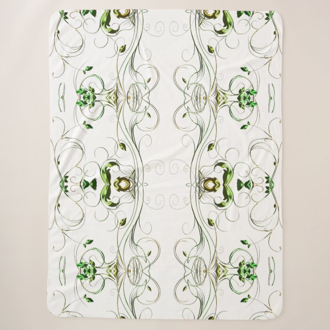 Yellow Green Vines Sherpa Blanket (Front)