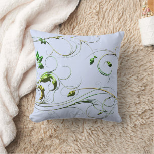 Yellow Green Vines Throw Pillow