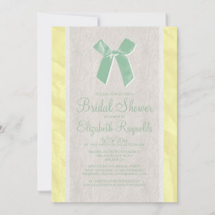 Yellow Green Vintage Bow Bridal Shower Invitations