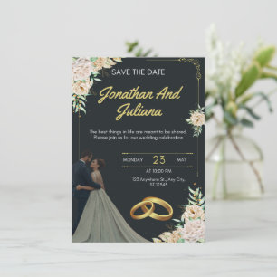 Yellow & Green Vintage Wedding Invitation