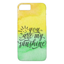 Yellow Green Watercolor You Are My Sunshine Case
