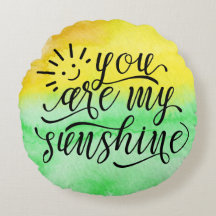 Yellow Green Watercolor You Are My Sunshine Pillow