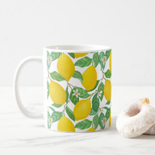 Yellow Green White Lemon Pattern  Coffee Mug