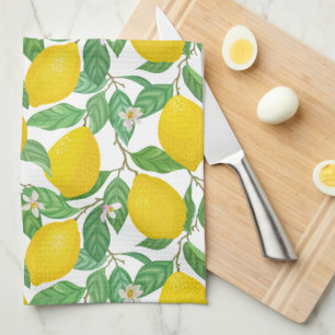 Yellow Green White Lemon Pattern  Kitchen Towel