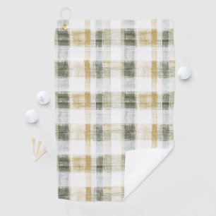Yellow Green White Plaid Stripes Golf Towel