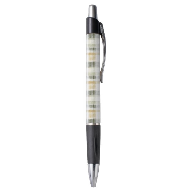 Yellow Green White Plaid Stripes Pen (Bottom (Vertical))
