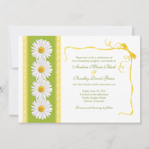 Yellow Green White Shasta Daisy Wedding Invitation
