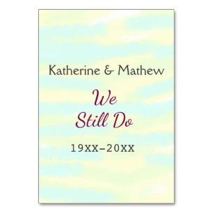 Yellow greenpastel Vow renewal anniversary waterco Table Number