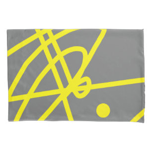 Yellow Grey Abstract Art Minimalism Pillowcase