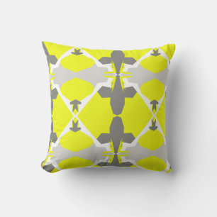 Yellow Grey Abstract Art Pattern Pillow Cushion
