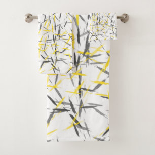 Yellow Grey Abstract Bath Towel Set
